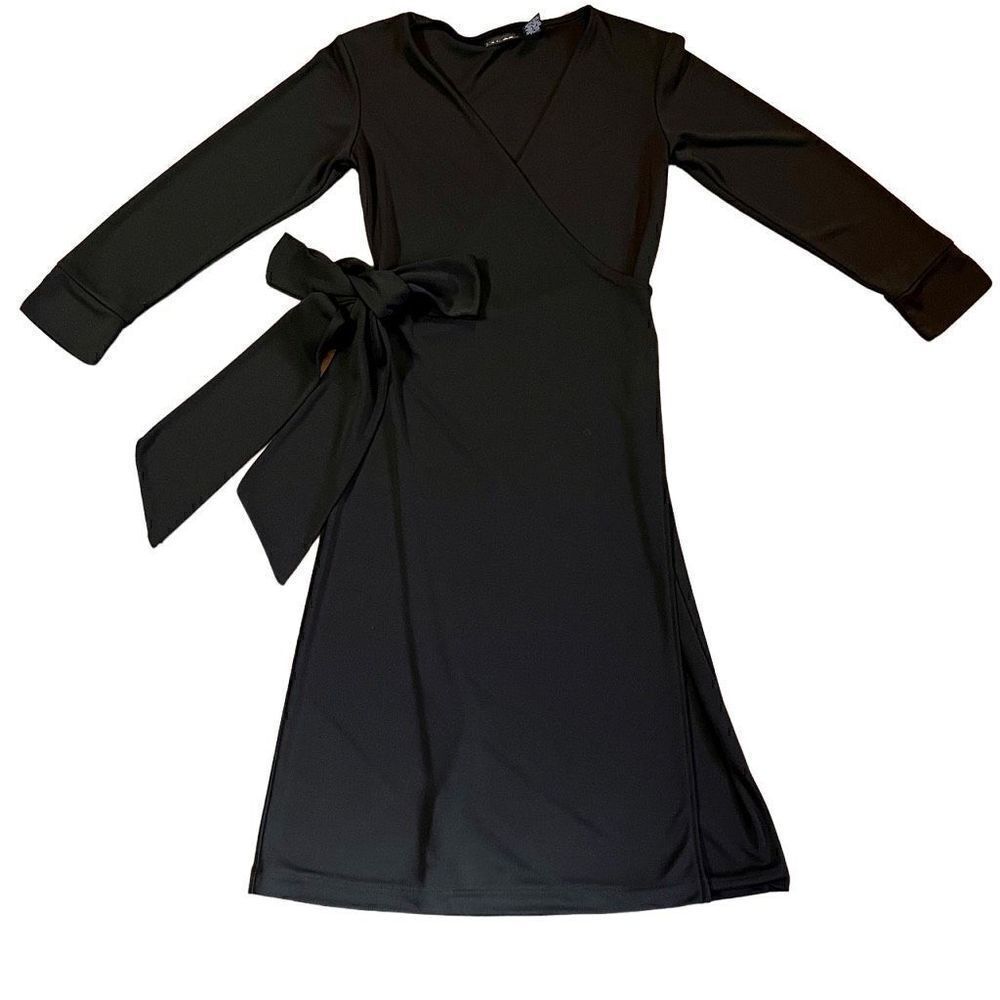 New York and Company Black Long Sleeve Wrap Dress XS